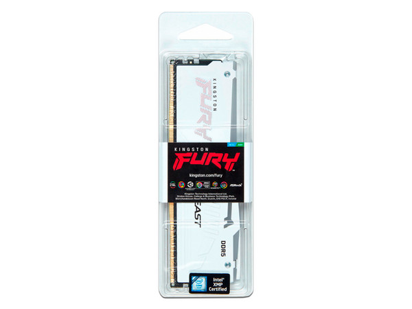 Memoria DIMM Kingston Fury Beast White RGB DDR5, PC5-44800 (5600MHz), CL36, 32 GB.