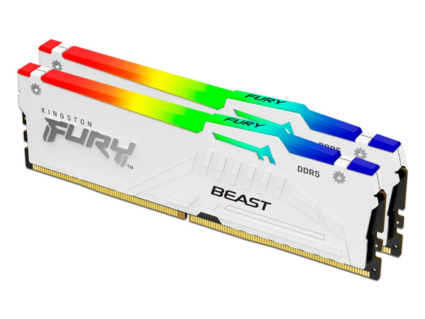 Kit de Memorias DIMM Kingston FURY Beast, DDR5 PC5-44800 (5600MHz), CL36, 64GB (2 x 32GB). Color Blanco.