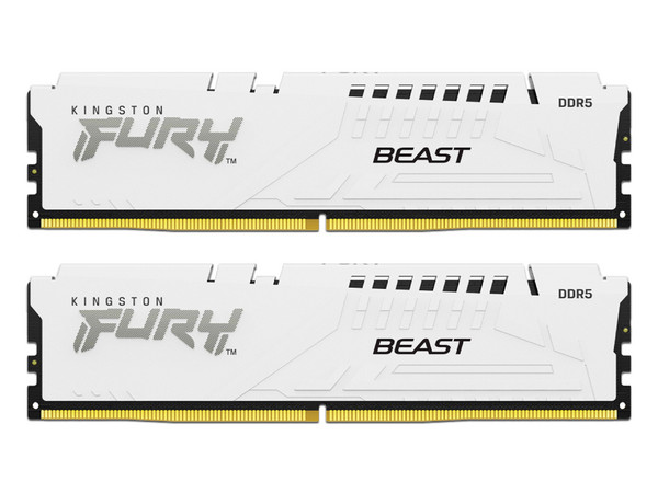 Kit de Memoria DIMM Kingston Fury Beast DDR5, PC5-44800 (5600MHz), CL40, 32 GB (2 x 16GB). Color Blanco.