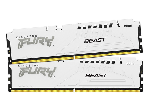 Kit de Memoria DIMM Kingston Fury Beast DDR5, PC5-44800 (5600MHz), CL40, 32 GB (2 x 16GB). Color Blanco.