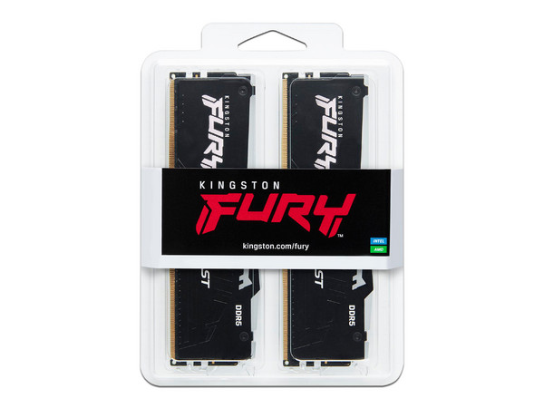 Memoria DIMM Kingston FURY Beast Black RGB, DDR5 PC5-48000 (6000MHz), CL30, 32GB (2x16GB).