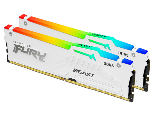 Memoria DIMM Kingston FURY Beast White, DDR5 PC5-48000 (6000MHz), CL30, 64GB (2 x 32GB).