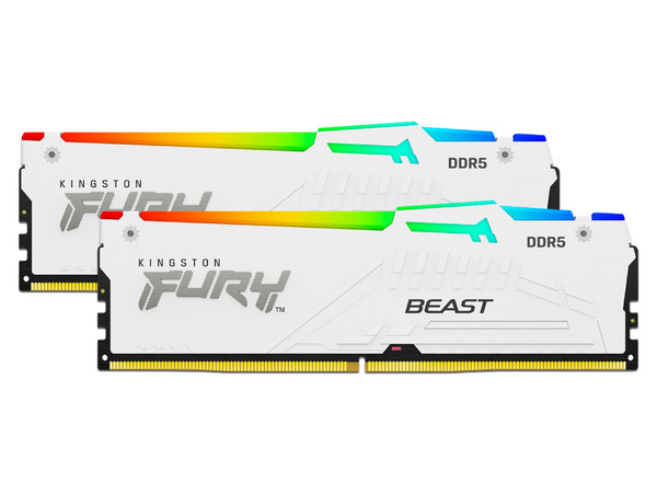 Memoria DIMM Kingston FURY Beast White, DDR5 PC5-48000 (6000MHz), CL30, 64GB (2 x 32GB).