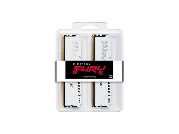 Memoria DIMM Kingston FURY Beast White, DDR5 PC5-48000 (6000MHz), CL30, 32GB (2 x 16GB).