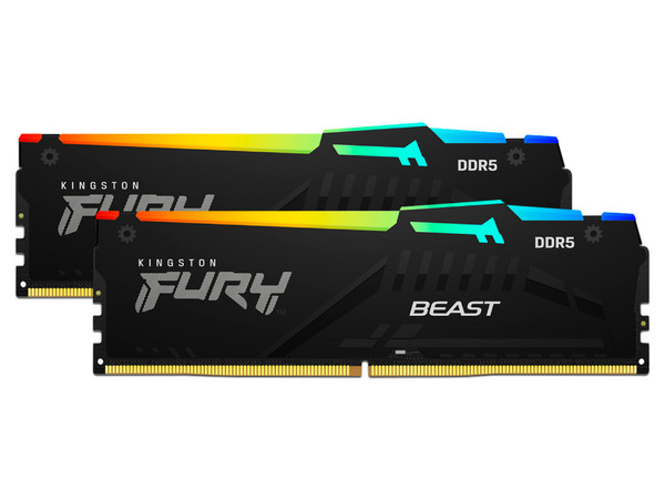 Memoria DIMM Kingston FURY Beast Black RGB, DDR5 PC5-48000 (6000MHz), CL36, 32GB (2 x16GB).