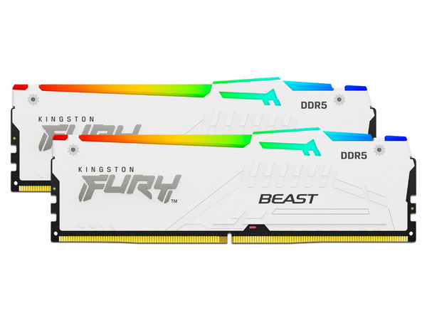 Memoria DIMM Kingston FURY Beast White RGB, DDR5 PC5-48000 (6000MHz), CL36, 32GB (2x16GB).