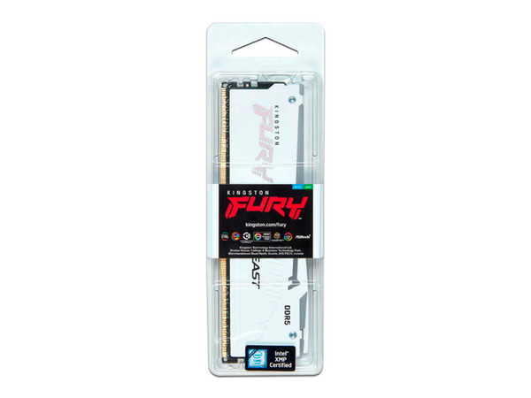 Memoria DIMM Kingston FURY Beast White RGB, DDR5 PC5-48000 (6000MHz), CL40, 16GB.