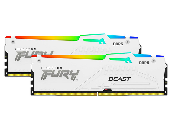 Memoria DIMM Kingston FURY Beast White RGB, DDR5 PC5-48000 (6000MHz), CL40, 64GB (2x32GB).