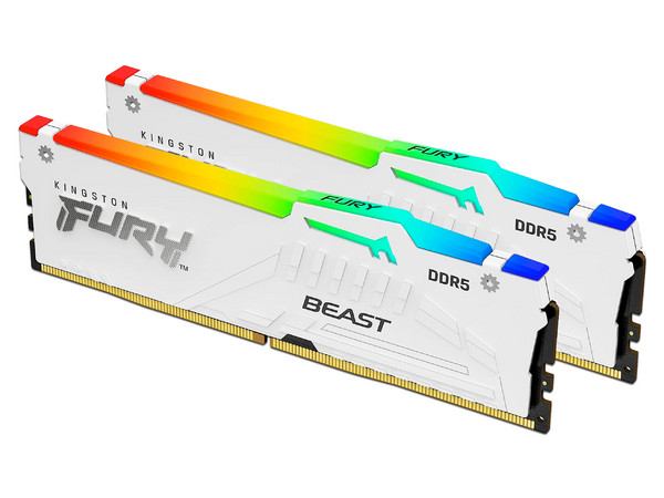 Memoria DIMM Kingston FURY Beast White RGB, DDR5 PC5-48000 (6000MHz), CL40, 64GB (2x32GB).