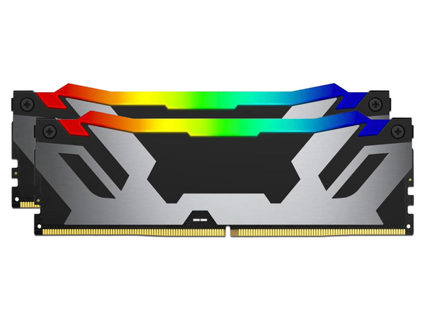 Kit de Memorias DIMM Kingston Fury Renegade RGB, DDR5 PC5-51200 (6400 MHz), CL32, 48GB (2 x 24GB). Color Negro/Plateado.