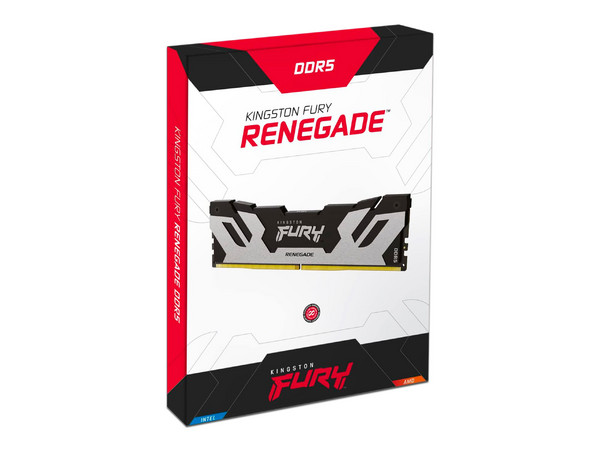 Kit de Memorias DIMM Kingston Fury Renegade Silver, DDR5 PC5-51200 (6400 MHz), CL32, 48GB (2 x 24GB). Color Blanco/Pleteado.