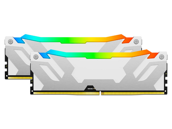 Kit de Memorias DIMM Kingston Fury Renegade Silver RGB, DDR5 PC5-51200 (6400 MHz), CL32, 64GB (2 x 32GB). Color Blanco/Plateado.
