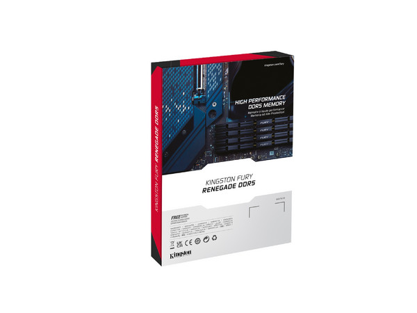 Memoria RAM Kingston DDR5 UDIMM 24GB, CL38, 8000MT/s, Fury Renegade, Modelo KF580C38RS-24, Color Silver.
