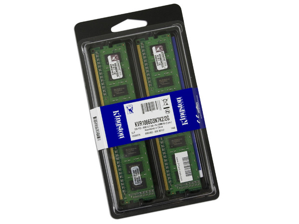 Memoria Kingston 2GB (2 x 1GB) DDR3 (1066MHz - PC3-8500), Kit con dos piezas de 1GB