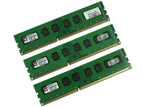 Memoria Kingston de 6GB (3x2GB) DDR3 1066MHz (PC3-8500)
Modelo: KVR1066D3N7K3/6G,
Recomendada para Intel Core i7   