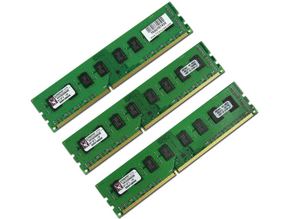 Memoria Kingston de 6GB (3x2GB) DDR3 1333MHz (PC3-10600)
Modelo: DDR3 1333G Tri-Channel,
Recomendada para Intel Core i7