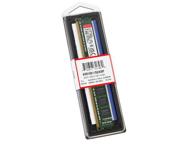 Memoria  DIMM  Kingston DDR3, PC3-12800 (1600 MHz), CL11, de 4GB.