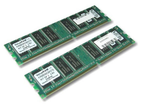 Kit de Memoria Kingston 1GB DDR-400 CL3. (2 Modulos de 512MB)