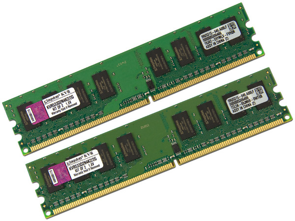 Memoria Kingston 2GB DDR2 (533Mhz - PC2-4200), Kit con dos piezas de 1GB.