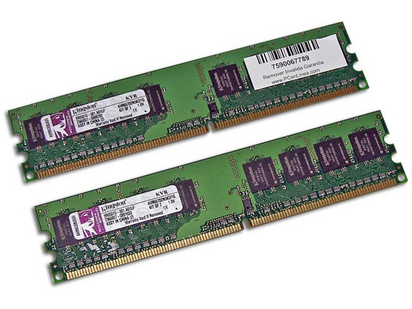 Memoria Kingston ValueRAM 1GB (2x512MB) DDR2 SDRAM (667Mhz - PC2-5300) Dual Channel, Kit con dos piezas de 512MB.