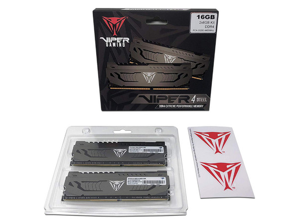 Memoria DIMM Patriot Viper Steel DDR4 PC4-25600 (3200MHz), 16 GB (2 x 8GB). Color Negro.