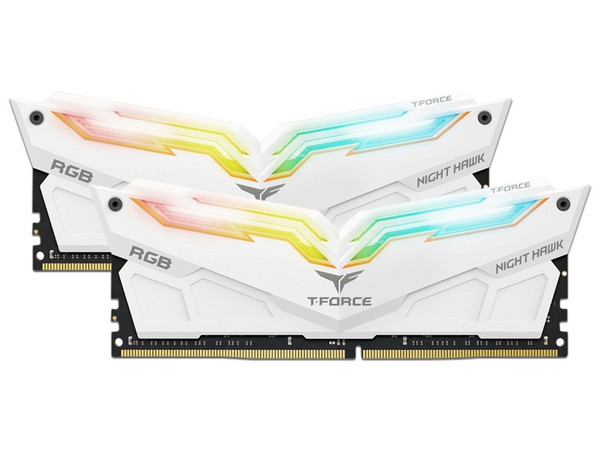 Memoria DIMM TeamGroup T-Force Nigth Hawk RGB DDR4 PC4-24000 (3200MHz), 16 GB (2 x 8GB). Color Blanco.
