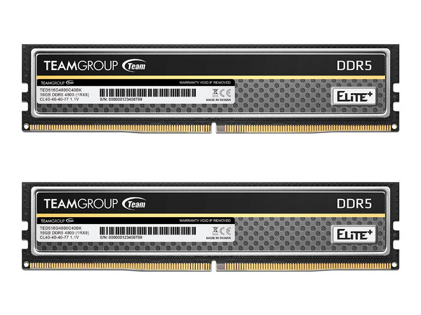 Memoria DIMM TeamGroup Elite Plus, DDR5 PC5-41600 (5200MHz), CL42, 32 GB (2 x 16GB).
