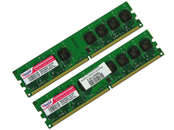 Memoria VDATA DDR2, PC2-6400 (800MHz) 2GB (2 x 1GB), Kit con dos piezas de 1GB   