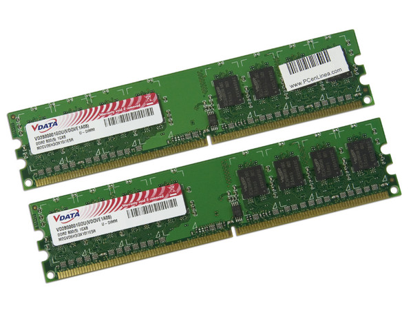 Memoria VDATA DDR2, PC2-6400 (800Mhz) 2GB (2 x 1GB), Kit con dos piezas de 1GB