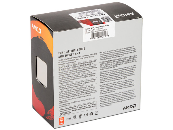 Procesador AMD Ryzen 9 5900X de Quinta Generación, 3.7 GHz (hasta 4.8 GHz), Socket AM4, Caché 64MB, 12 Núcleos (24 hilos), 105W. No incluye disipador y gráficos integrados.