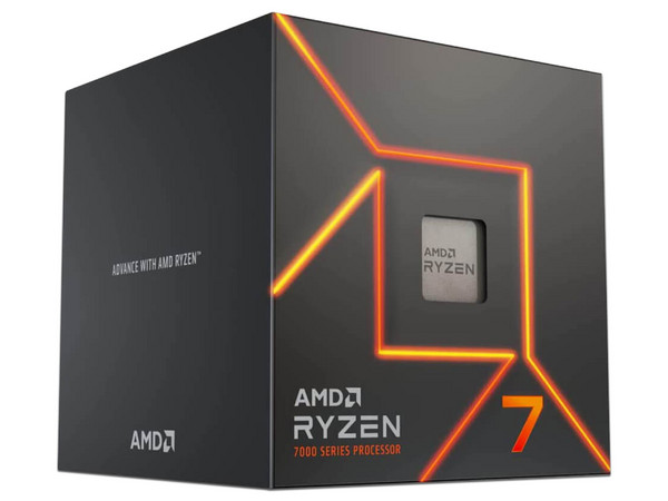 Procesador AMD Ryzen 7 7700 de Séptima Generación, 
3.8 GHz (hasta 5.3 GHz), 
Con Gráficos AMD Radeon Graphics y Con Disipador, 
Socket AM5, 
Caché 32MB, Octa-Core, 16 Hilos, 65W.