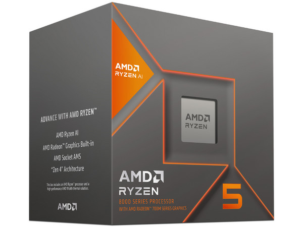 Procesador AMD Ryzen 5 8600G de Octava Generación, 
4.3 GHz (hasta 5.0 GHz), 
Con Gráficos AMD Radeon 760M y Sin Disipador, 
Socket AM5, 
Caché 16MB, Six-Core, AMD Ryzen AI, PCIe 4.0, 65W.