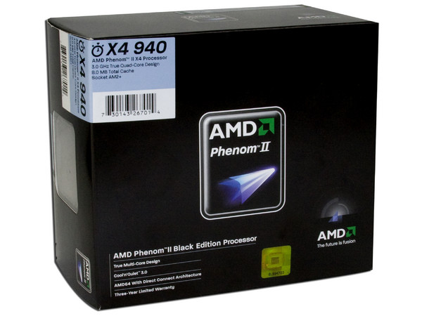 Procesador AMD Phenom II X4 940 Black Edition, 3.0GHz, Cache L2 4x512KB, L3 6MB, Socket AM2+, Cuatro Núcleos, 125W.