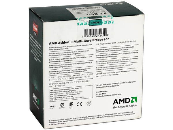 Procesador AMD Athlon II X2 250, 3.0GHz, Cache L2 2x1MB, Socket AM3, Dual Core, 65W.
