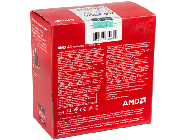 Procesador (APU) AMD A4-3300 a 2.5GHz con Gráficos Radeon HD 6410D, Caché 1MB, Socket FM1, Dual-Core, 65W.