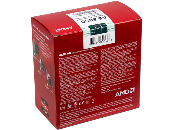 Procesador (APU) AMD A6-3650 a 2.6GHz con Gráficos Radeon HD 6530D, Caché 4MB, Socket FM1,  Quad-Core, 100W.