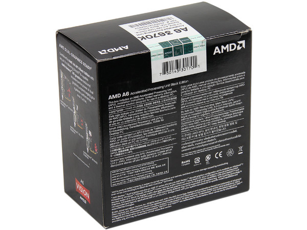 Procesador (APU) AMD A6-3670K Black Edition a 2.7GHz con Gráficos Radeon HD 6530D, Cache 4MB, Socket FM1, Quad-Core, 100W.