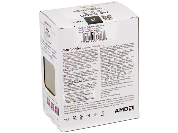 Procesador (APU) AMD A4-5300 a 3.4 GHz con Gráficos Radeon HD 7480D, Caché 1MB, Socket FM2, Dual-Core, 65W.