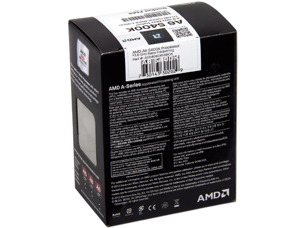 Procesador (APU) AMD A6-5400K Black Edition a 3.6 GHz con Gráficos Radeon HD  7540D, Socket FM2, Dual-Core, 65W.