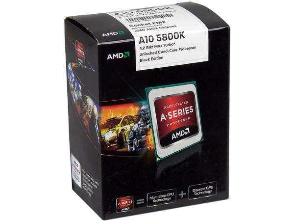 Procesador (APU) AMD A10-5800K Black Edition a 3.8 GHz con Gráficos Radeon HD 7660D, Caché 4MB, Socket FM2, Quad-Core, 100W.