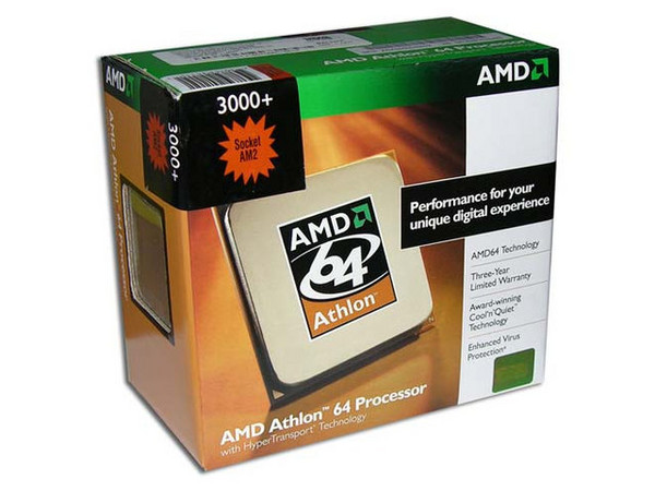 Procesador AMD Athlon 64 3000+, 1.8GHz, Cache 512KB L2, Socket AM2, En caja.