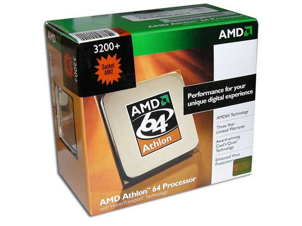 Procesador AMD Athlon 64 3200+, 2.0GHz, Cache 512KB L2, Socket AM2, En caja.