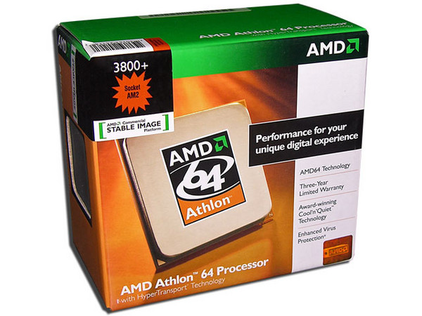 Procesador AMD Athlon 64 3800+, 2.4GHz, Cache 512KB L2, Socket AM2, En caja.