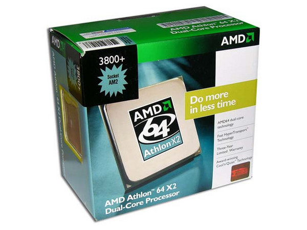 Procesador AMD Athlon 64 X2 3800+, Dual Core a 2.0GHz, Cache L2 2x512KB, Socket AM2, En caja.