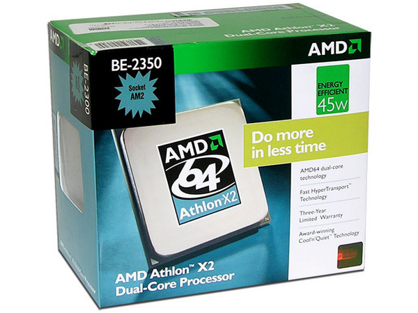 Procesador AMD Athlon X2 BE-2350, Dual Core a 2.1GHz, Cache L2 2x512KB, Socket AM2, Bajo Consumo 45Watts.