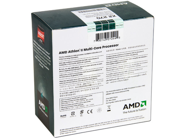 Procesador AMD Athlon II X2 270, 3.4GHz, Caché L2 2x1MB, Socket AM3, Dual-Core, 65W.