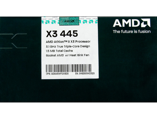 Procesador AMD Athlon II X3 445, 3.1GHz, Cache L2 3x512KB, Socket AM3, Triple-Core, 95W. 