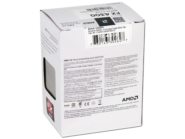 Procesador AMD FX-4300 Black Edition, 3.8 GHz , Socket AM3+, Quad-Core, 95W.
