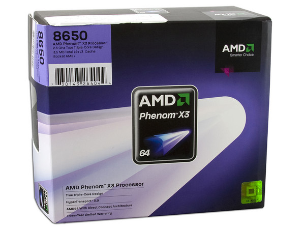 Procesador AMD Phenom X3 8650, 2.3GHz, Cache L2 3x512KB, L3 2MB Socket AM2+, Tres Núcleos.