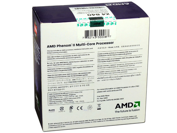 Procesador AMD Phenom II X4 840, 3.2GHz, Cache L2 4x512KB, Socket AM3, Cuatro Núcleos, 95W.
